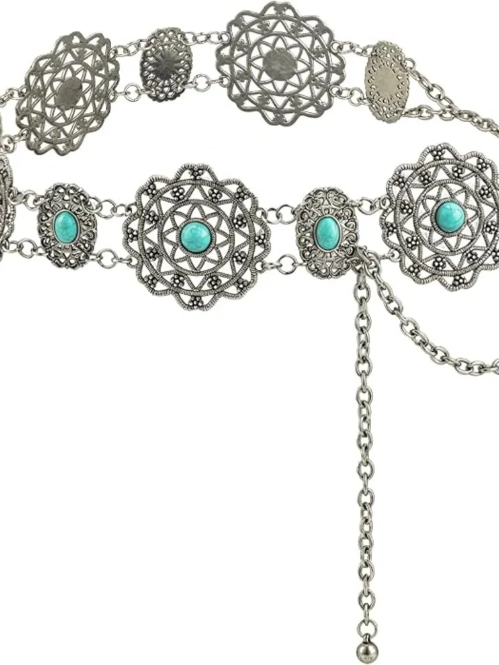 Boho Turquoise Concho Waist Chain for Women | Western Cowgirl Adjustable